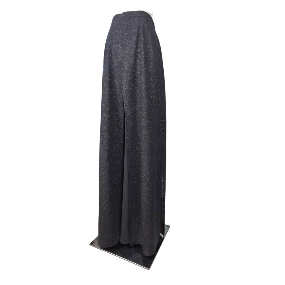 Metaphor Vintage Y2K Black Glitter Sparkle Wide Leg Palazzo Pants High Rise Slit